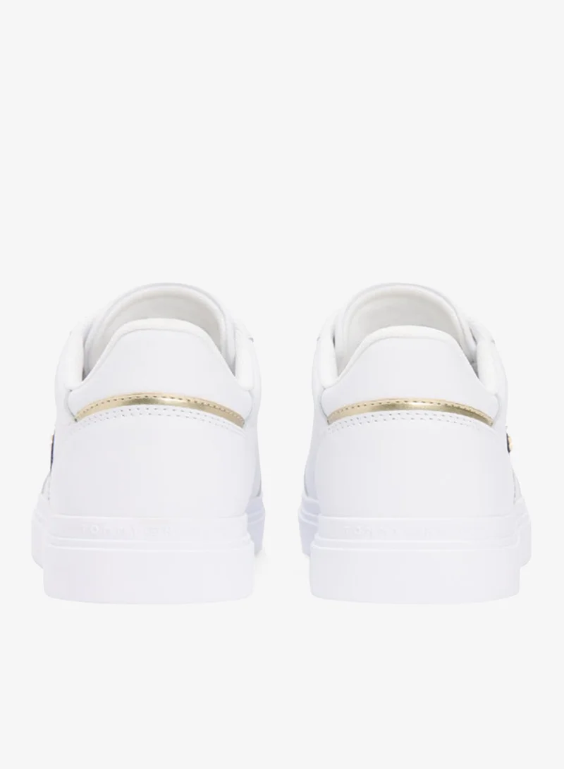 Tommy Hilfiger White Leather Webbing Strap Cupsole Trainers for Women | Best Price UAE